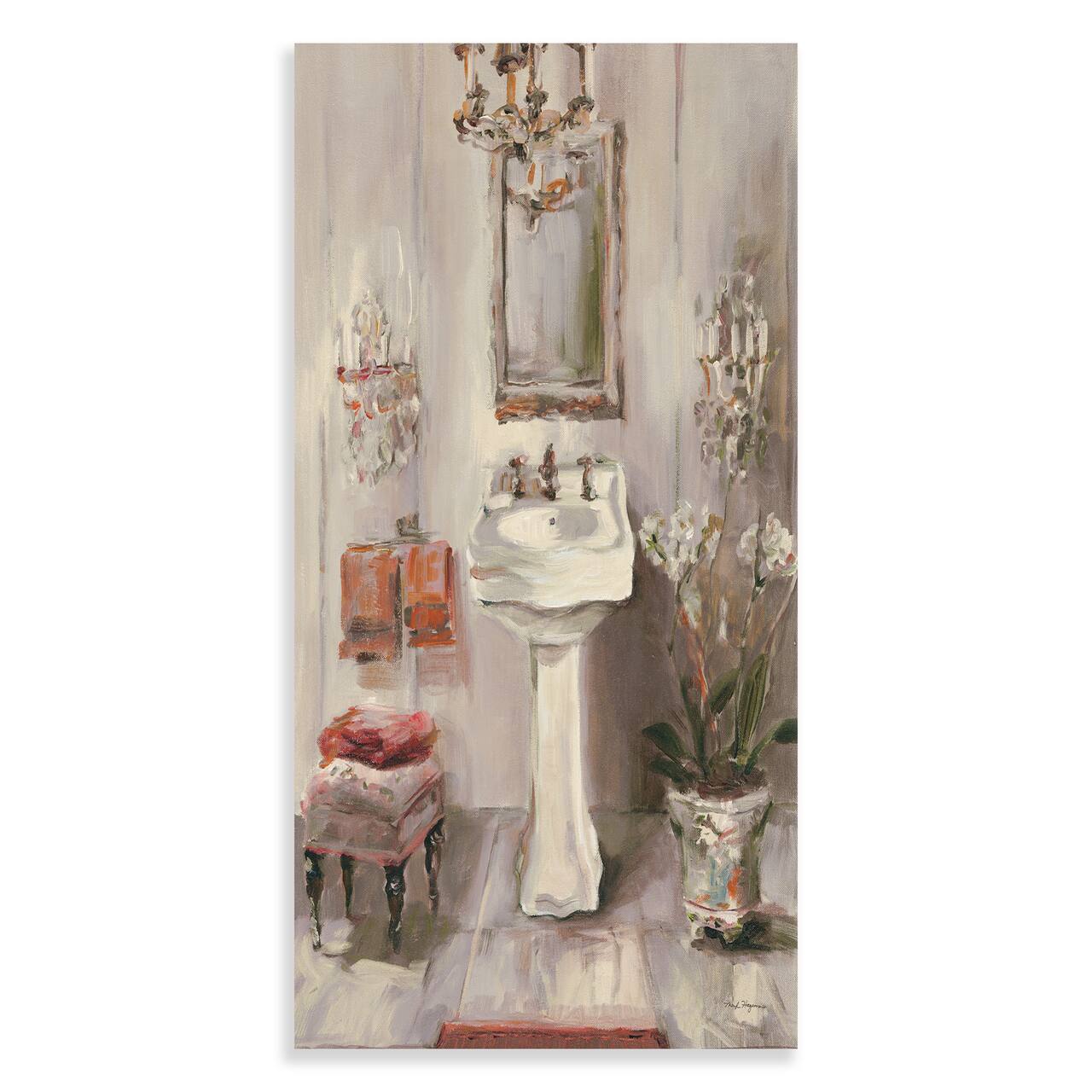 Designart - French Bath La baignoire I - Traditional Bathroom Premium Canvas Wall Art
